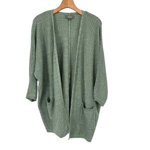Natural reflections Sage Green Long Knit Open Cardigan Sweater size medium